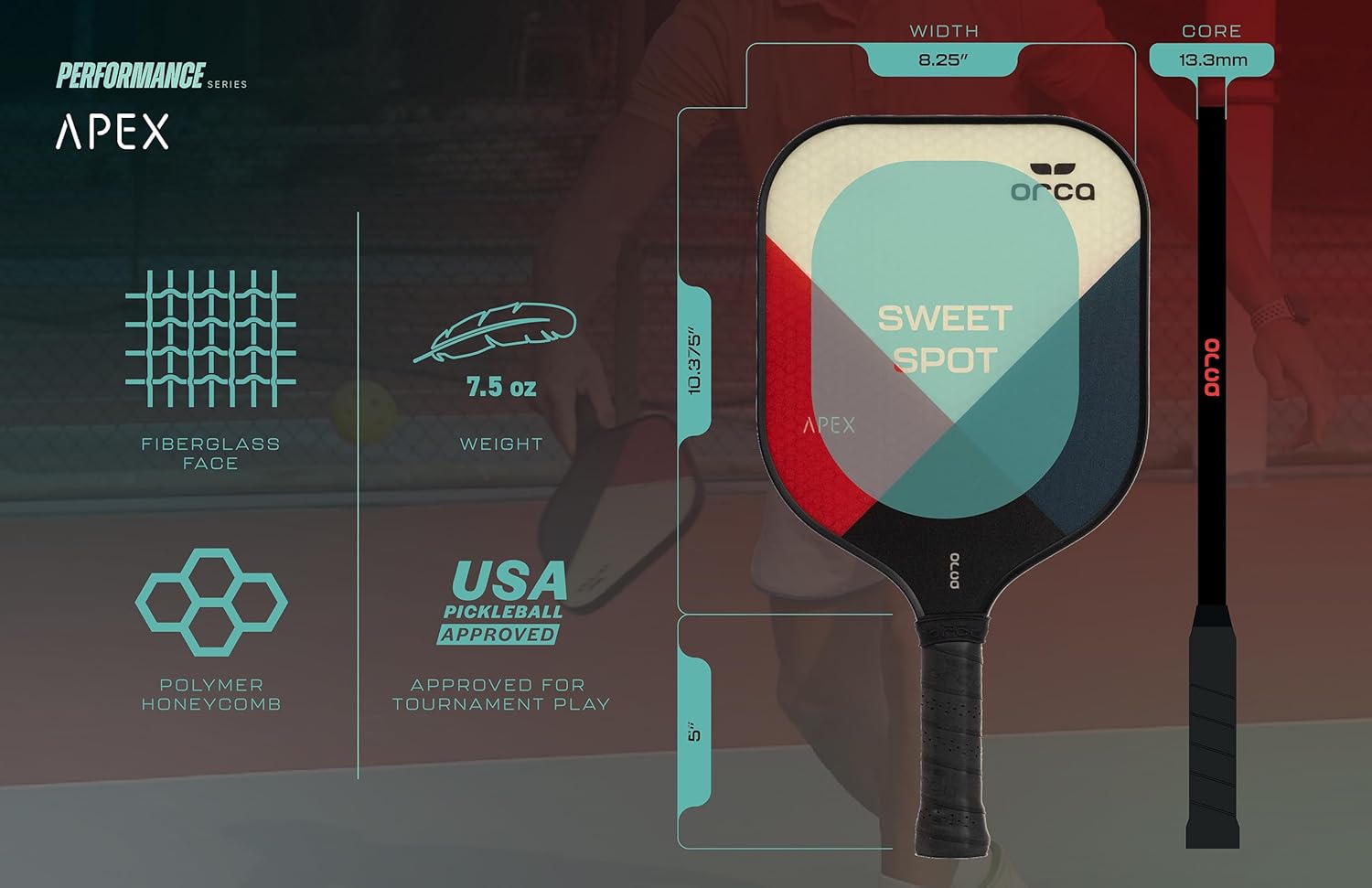 Orca Apex Performance Series Fiberglass Pickleball Paddle - Control Edition