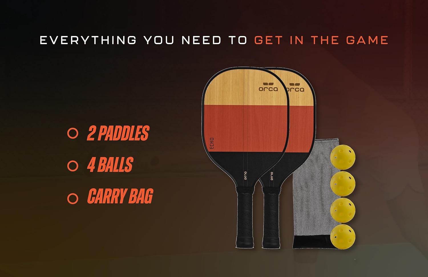 Orca Echo Sports Series Wood Pickleball Paddle - Starter Edition - 2 Pack