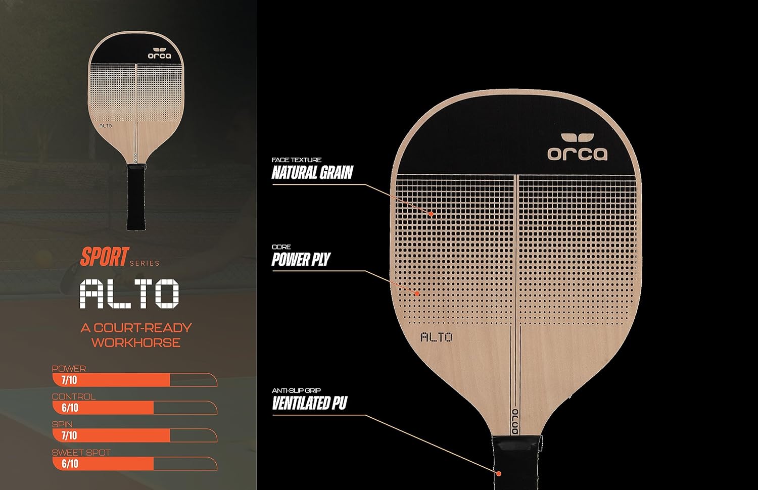 Orca Alto Sports Series Wood Pickleball Paddle - Starter Edition - 2 Pack