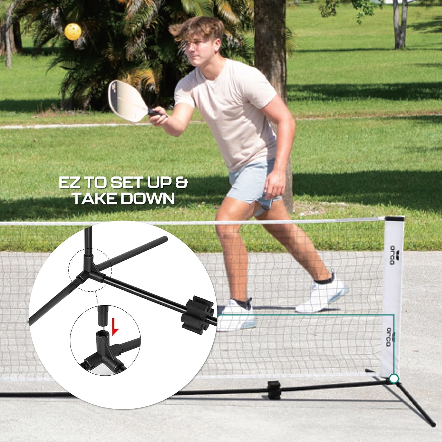 Orca 12.5 FT Pickleball Net - Portable Pickleball Net Set with 2 Paddles, Balls & Carry Bag