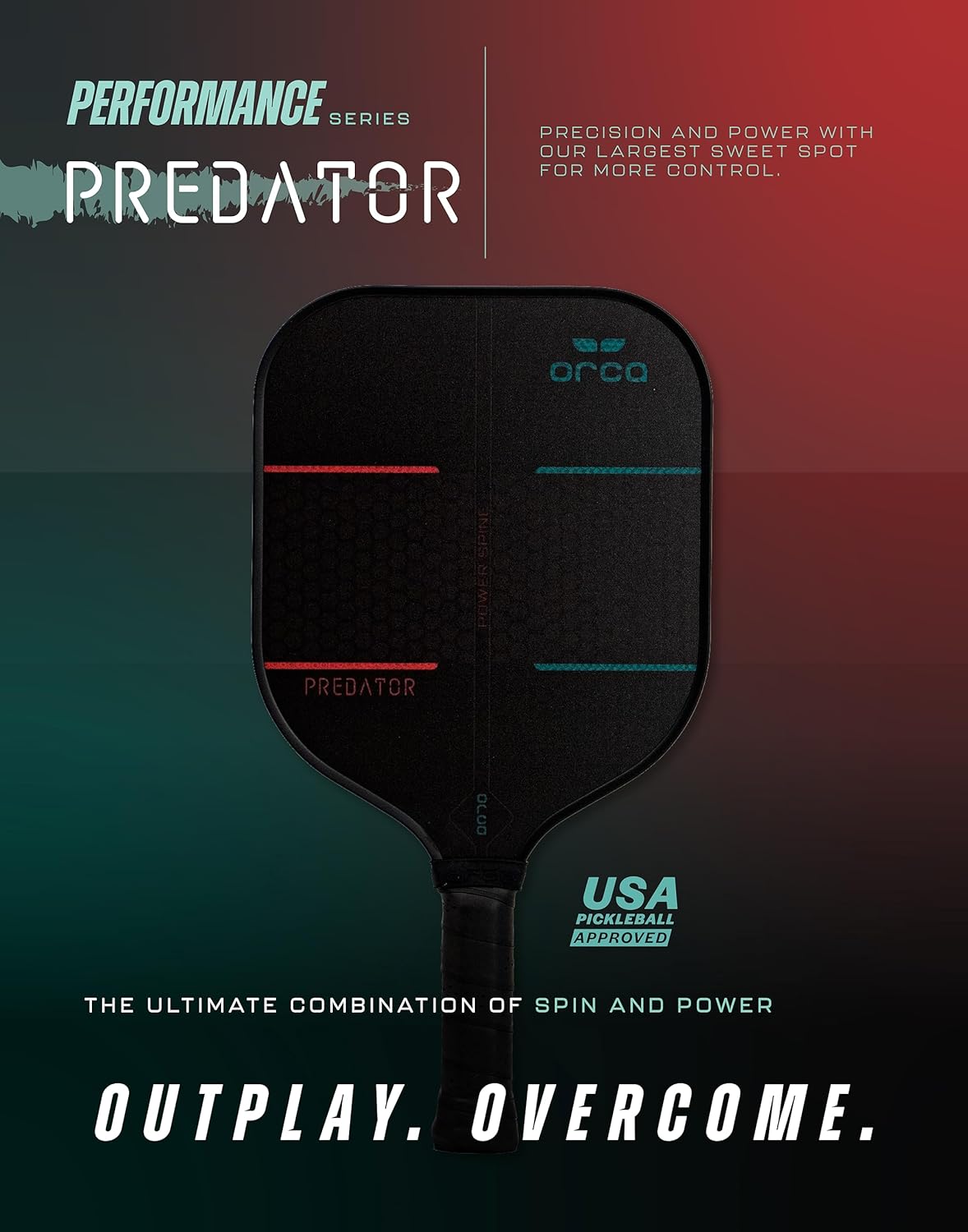 Orca Predator Performance Series Fiberglass Pickleball Paddle - Power Edition