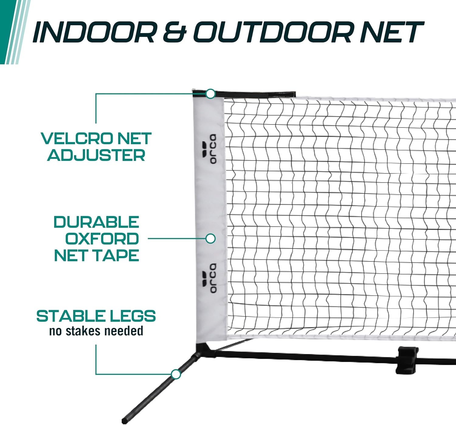 Orca 12.5 FT Pickleball Net - Portable Pickleball Net Set with 2 Paddles, Balls & Carry Bag