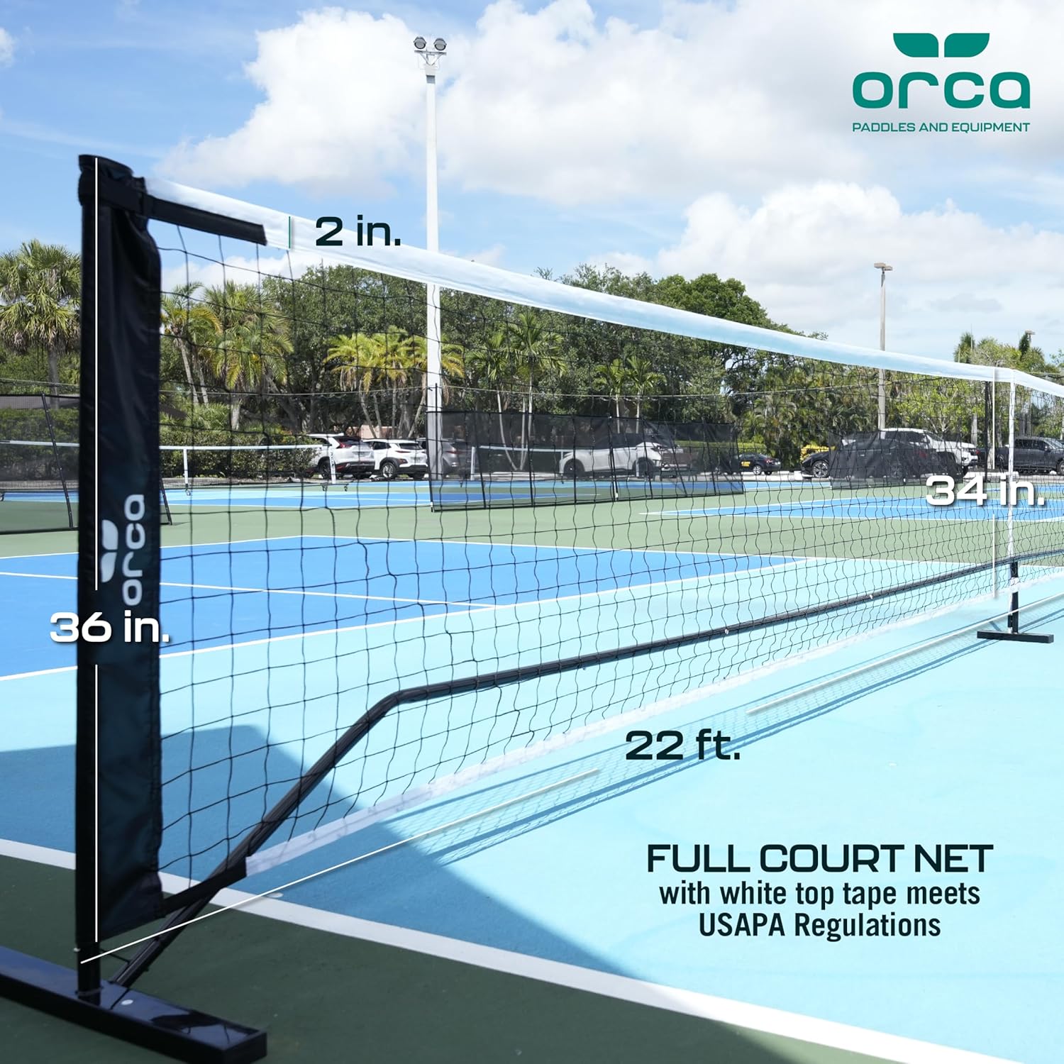 Orca 22 FT Full Court Portable Pickleball Net with Carry Bag