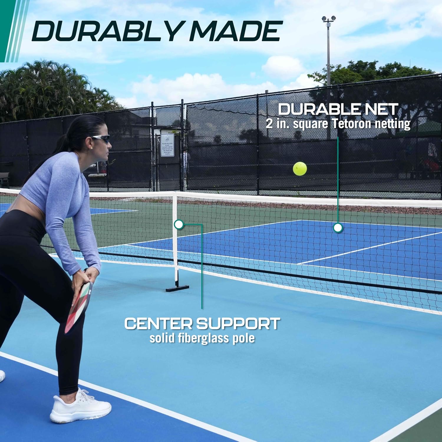 Orca 22 FT Full Court Portable Pickleball Net with Carry Bag