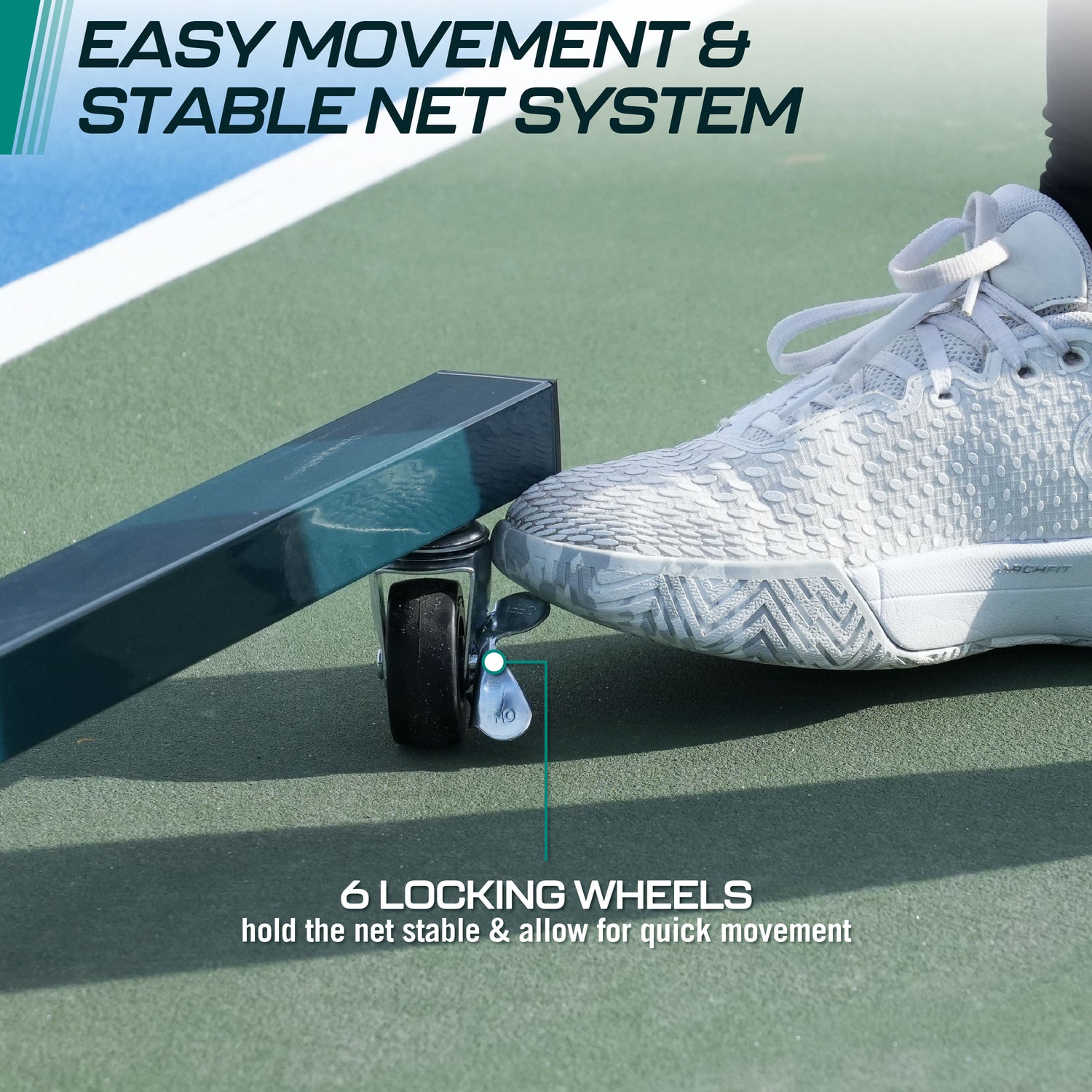 Orca 22 FT Full Court & 11 FT Half Court Portable Pickleball Net Set with Wheels