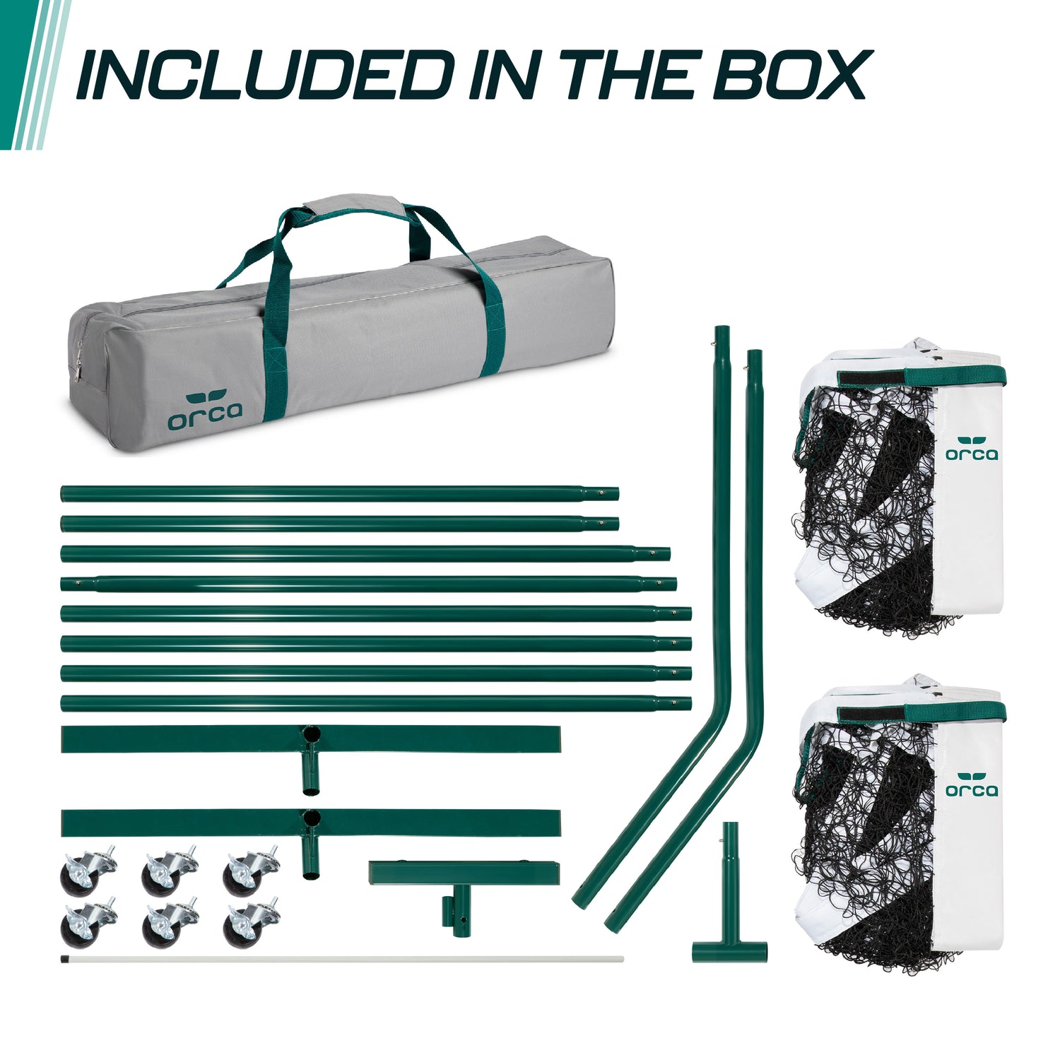 Orca 22 FT Full Court & 11 FT Half Court Portable Pickleball Net Set with Wheels