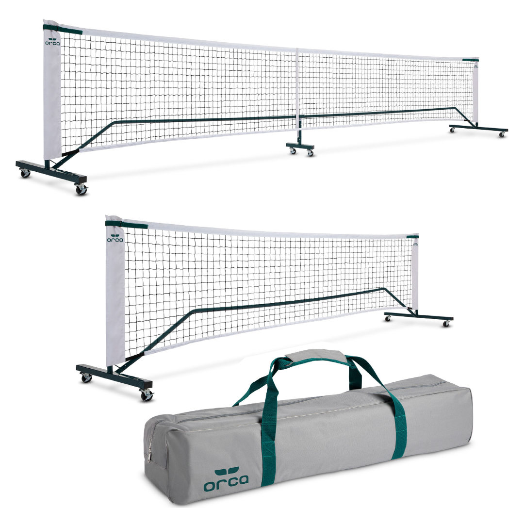 Orca 22 FT Full Court & 11 FT Half Court Portable Pickleball Net Set with Wheels