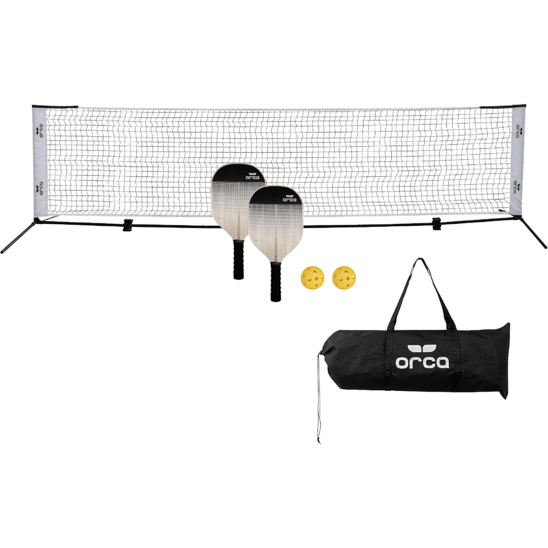 Orca 12.5 FT Pickleball Net - Portable Pickleball Net Set with 2 Paddles, Balls & Carry Bag