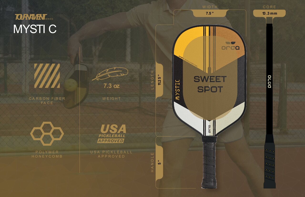 Orca Mystic Tournament Series Carbon Fiber Pickleball Paddle - Control Edition