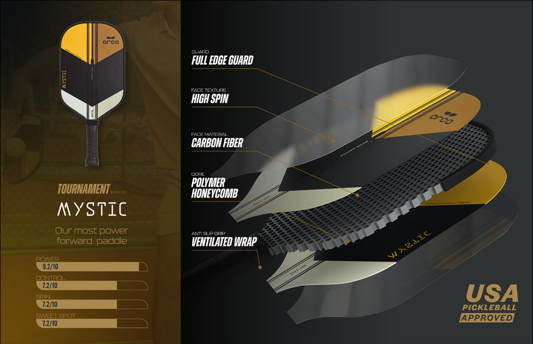 Orca Mystic Tournament Series Carbon Fiber Pickleball Paddle - Control Edition